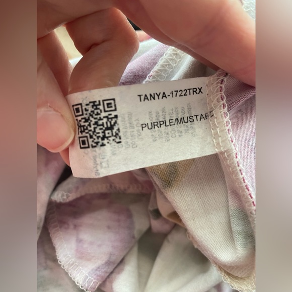 Boho Floral “Tanya” Purple/Mustard 3/4 Sleeve Midi with pockets Size XXL - Picture 5 of 7